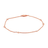 0.13ct 14k Rose Gold 9" Diamonds By The Yard Anklet